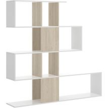 Dekit - Estantería Zig Zag funk color Blanco Brillo / Natural - 145x145x29 cm