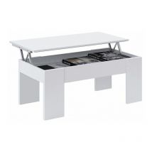 Fanmuebles - Mesa de centro elevable Low Cost Blanco Artik (Blanco Mate) 100cm (ancho) x 45–56cm (alto)