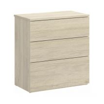 Mobimarket - Alice Chevet 3 Tiroirs Low Cost Chêne Naturel Naturel 52 x 58 x 34 cm - Naturel