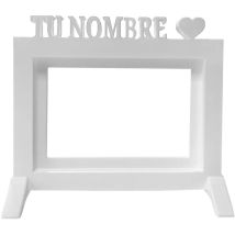 Wellhome - Corniche porte-photo personnalisée pour table ou mur il tuo nome 24x22,5x1,5 cm par photo 15x20 cm en bianco