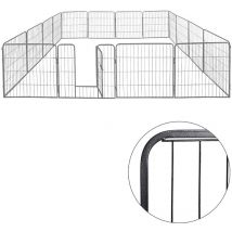Welpenauslauf 16eckig Welpenlaufstall Tierlaufstall Freigehege Freilaufgehege Freilauf Käfig Welpenzaun 60 cm Silber Petigi