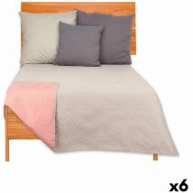 Wendbare Tagesdecke 240 x 260 cm grau rosa (6 Stück)