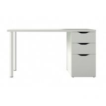 Hogar24 - Schreibtisch Filadelfia, Wendbarer Bürotisch, Studiertisch mit Kommode mit 2 Schubladen und 1 Tür, cm 138x60h74, Weiß