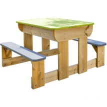 Wendi Toys - Kinderspieltisch für Sand- und Wasserspiele mit 2 Bänken, inkl. Wannen, 2 Bänke angebaut