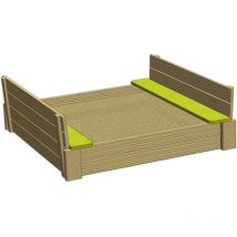 Holz Sandkasten 'Delux' mit Sitzflächen inkl. Holzabdeckung, grün/natur - Wendi Toys
