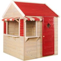 Holz Spielhaus Dachs inkl. Markisen Natur 120x120x155 cm - Wendi Toys