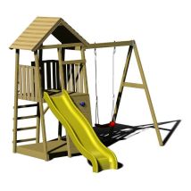 Wendi Toys - Kinderspielhaus, Kletterturm 'biene' Mit Rutsche, Kletterwand Und Schaukel, Holz / Gelb