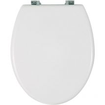 Wenko - Abattant wc Bali Fixation acier inox, Lunette wc résistante et entretien facile, Antibactérien, mdf résistant à l'humidité, 35 x 42 cm, Blanc
