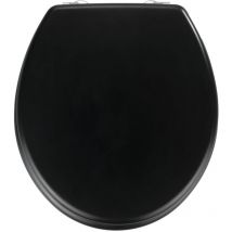 Abattant WC WENKO Prima Noir Mat MDF 37 x 41 cm Design Rétro Abattant WC Noir Mat Sans Frein de Chute Couvercle WC Noir Abattant WC Bois MDF Design