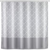WENKO Anti-Schimmel Duschvorhang Echo, Textil (Polyester), 180 x 200 cm, waschbar, Grau, Polyester grau weiß