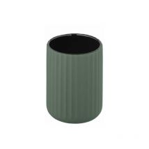 Bicchiere Portaspazzolino Belluno, Bicchiere per il Bagno in Ceramica Soft Touch, ø 8x11 cm, Verde - Wenko