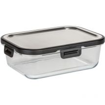 Boîte de conservation fraicheur en verre Steel 1 l, boîte hermétique en verre avec couvercle en acier inoxydable, boîte lavable au lave-vaisselle et