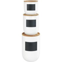 Wenko - Boite de conservation Waia, avec couvercle hermétique en bambou, conservation vrac, avec étiquette ardoise, capacité 0,45L, céramique