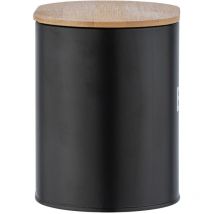 Boite de rangement salle de bain décorative en acier avec couvercle en Bambou, Petite Boite Salle de bain Gara, Acier - Bambou, 14,5x13,5x10,5 cm,