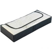 Boite rangement sous lit Deep Black, rangement sous lit, grande capacité de rangement pour vêtement et linge de lit, ouverture transparente et