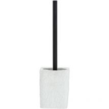Wenko - Brosse wc Villata, Brosse wc noire, Polyrésine effet pierre naturelle, 11,2x37x10 cm, Blanc