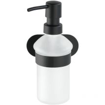 Distributeur de savon liquide mural Orea Black, porte savon liquide mural fixation sans perçage Turbo-Loc , acier inoxydable - verre , 10x16,5x10,5