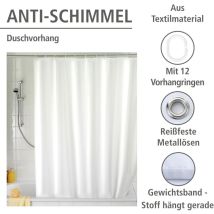Wenko - Duschvorhang Uni White, Anti-Schimmel