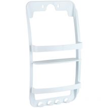 Etagère de Douche Universelle à Suspendre Wenko Accessoire salle de bain, 2 paniers de rangement et 4 crochets, Montage facile, Plastique,