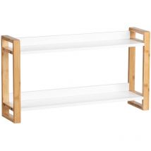 Etagère murale 2 plateaux Finja Wenko Rangement polyvalent pour toute la maison, Etagère murale bois, Style nordique, Bambou et mdf, 62,5x35x15 cm,
