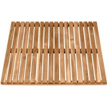 Caillebotis de douche Wenko Sortie de piscine, sauna, Avec pieds antidérapants, Usage intérieur ou extérieur, Acacia Certifié fsc , 55x55cm, Marron