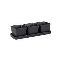 Kit de bols Snack & Dip, 4 pièces, petit plateau avec 3 bols, contenance de 3 x 300 ml, céramique haute qualité, accessoires Black Outdoor Kitchen,