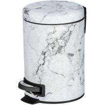 Poubelle WENKO Onyx 3 litres à pédale en acier noir et blanc poubelle de salle de bain poubelle cosmétique poubelle design poubelle marbre poubelle à