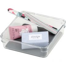 Organiseur de tiroir Cube m, rangement tiroir, plastique de haute qualité, 16x16x4.5cm, transparent - Wenko