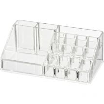 Organiseur maquillage, rangement maquillage 16 compartiments pour bijoux, maquillage..., Acrylique, 22,5x8x12,5 cm, transparent - Wenko