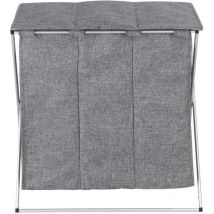 Panier à linge 3 compartiments Trio Top, panier linge sale, Capacité 118L, Polyester 57x57x38 cm, gris chiné - Wenko