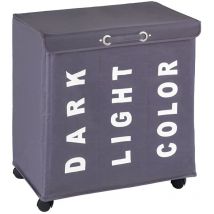 Panier à linge Trivo, Panier à linge 3 compartiments, capacité 116L, Polyester, 56x60x35 cm, Gris - Wenko