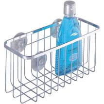 Panier de douche mural, fixation sans perçage ventouse, Ragusa, Acier inox, 22,5x10,5x10 cm, brillant - Wenko