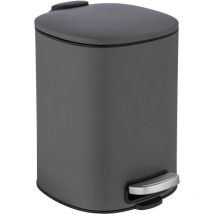 Pattumiera a pedale Alassio, piccola pattumiera per il bagno, capacità 5L, acciaio, 24,5x20,5x27 cm, grigio - Wenko