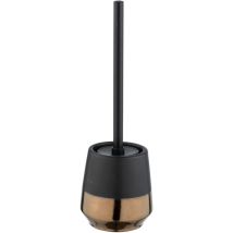 Wenko - Porte Brosse wc Brandol, Brosse wc noire, céramique, ø 11,8x12,7 cm, noir - cuivre