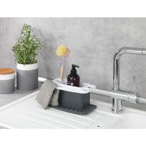 Wenko - Porte éponge évier cuisine Cosmo, organiseur évier avec espace de rangement pour le liquide vaisselle, l'éponge, matière plastique de qualité
