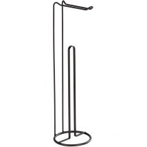 Porte-papier toilette Wenko Stand 2 en 1 noir métal porte-rouleau wc sur pied support papier toilette industriel pour 3 rouleaux dimensions 15,5 x 54
