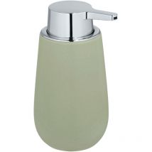 Wenko - Distributeur Savon Liquide Badi, Capacité 320 ml, céramique, 9,5x16x8 cm, vert mat