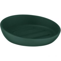 Porte-savon Badi vert foncé à finition mate, idéal pour le gel douche sans emballage ou du shampooing solide, en céramique, surface mate, coupelle à