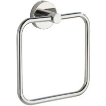 Porte Serviette Salle de Bain mural, Anneau porte serviettes Bosio Shine, acier inox, 16x18x5 cm, brillant - Wenko