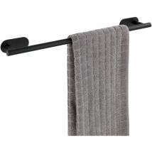 Porte Serviette Salle de bain mural Uno Orea Black, Barre porte serviette fixation sans perçage Turbo-Loc , Acier Inox, 60x4,5x7 cm, Noir mat - Wenko