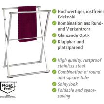 Porte serviette Salle de bain sur pied, Lava, repliable, acier inox, 53,5x80,5x35 cm, brillant - Wenko