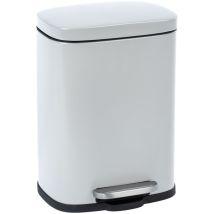 Poubelle Wenko Leno 5l blanche à pédale Easy Close design métal silencieuse pour salle de bain bureau avec absenkautomatik et sac invisible 21,5 x