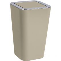 Wenko - Poubelle Salle de Bain, Poubelle à couvercle basculant, Candy, Plastique, 6L, 18x28,5x18 cm, Taupe