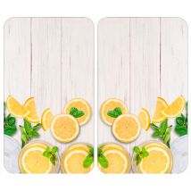 Protection plaque de cuisson 'Citrons' en verre trempé Wenko Pour toute plaques, Couvre plaque de cuisson, planche à découper, extension plan de