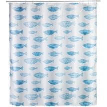 Rideau de douche antimoisissure Aquamarin, rideau de douche original, lavable en machine et waterproof, 12 anneaux rideau de douche en plastique