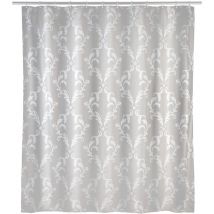 Rideau de douche antimoisissure Baroque, rideau de douche original, lavable en machine et waterproof, 12 anneaux rideau de douche en plastique blanc