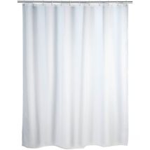 Rideau de douche anti moisissure Wenko Antibactérien, Base lestée, Lavable en machine 30°, Anneaux inclus, Polyester, 180x200 cm, Blanc