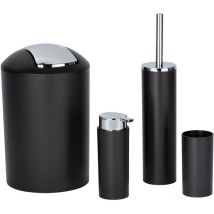 Lot de 4 accessoires pour la salle de bain Calvo Wenko distributeur de savon liquide, gobelet à brosse à dent, brosse wc, poubelle salle de bain