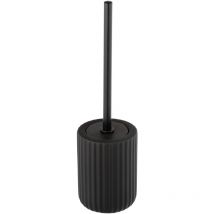 Wenko - Porta spazzolino wc Belluno, Spazzolino wc nero, ceramica soft touch, ø 11,5x42 cm, Nero