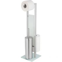 Set wc chiuso Rivalta in acciaio inossidabile, con portarotolo e portarotolo di riserva, argento opaco, acciaio inossidabile opaco resistente alla